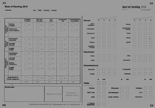 best of riesling - Bewertungsbogen
