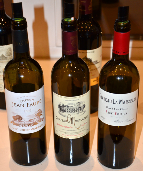 Château Jean Faure 2009, Saint-Emilion Grand Cru, Château Montlabert 2009 und Saint-Emilion Grand Cru (Castel), Château La Marzelle 2009, Saint-Emilion Grand Cru