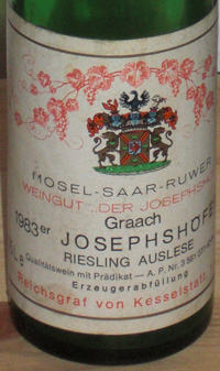Reichsgraf von Kesselstatt Josephshöfer Riesling Auslese 1983