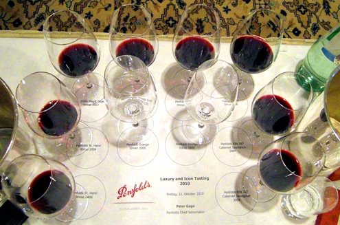 Rotweine beim Penfolds Magnum-Workshop mit Peter Gago im Adlon
